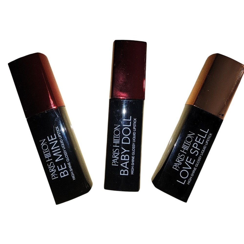 Paris Hilton High-Shine‎ Glossy Liquid Lipstick Set Be Mine Baby Doll Love Spell